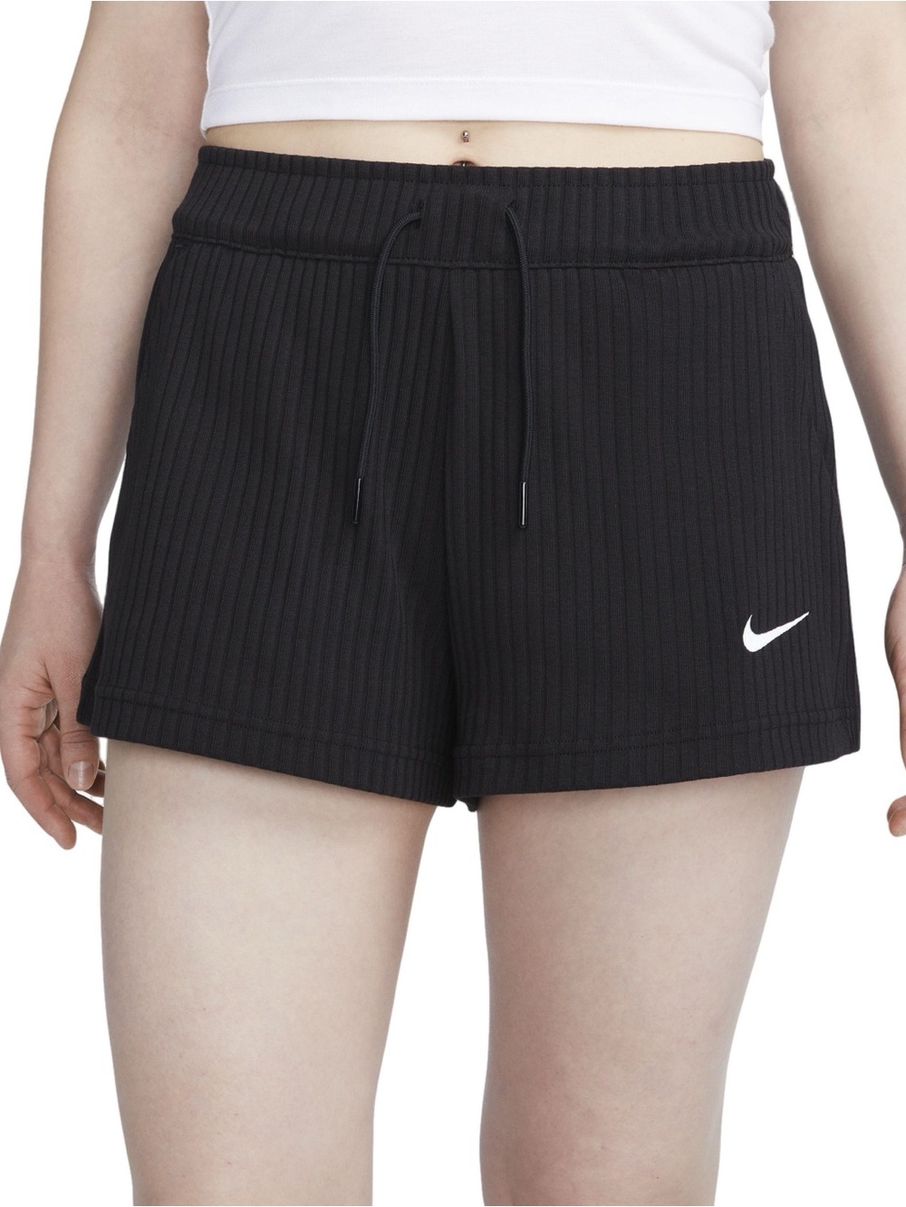Nike Women's Standard Fit High Rise Athletic Shorts Black Solid Stretch Size Be